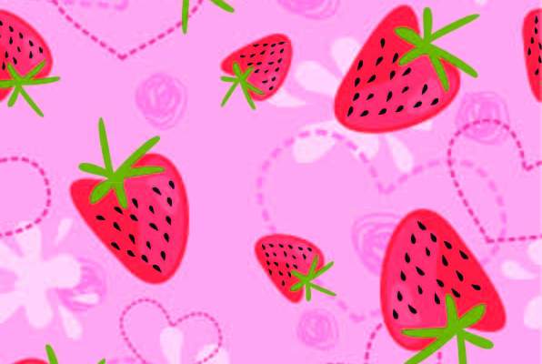 卡通图案爱心草莓印花矢量图服装纺织数码印花花型素材