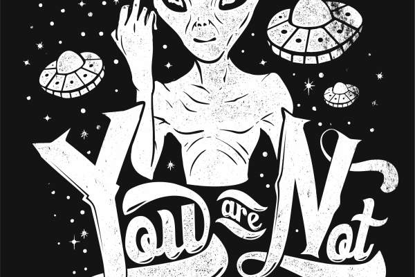 卡通外星人飞碟字母印花矢量图服装裁片T恤烫图印花花型素材