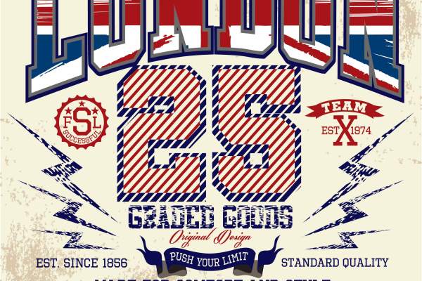 几何字母图案印花矢量图服装裁片T恤烫图印花花型素材