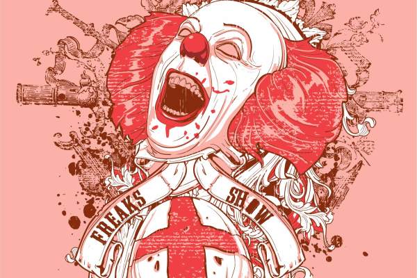 几何花纹小丑图案印花矢量图服装裁片T恤烫图印花花型素材