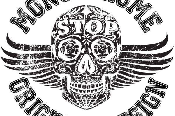 字母花纹五角星骷髅头印花矢量图服装裁片T恤烫图印花花型素材