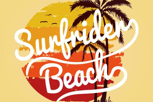 夏日风字母椰子树太阳印花矢量图服装裁片T恤烫图印花花型素材