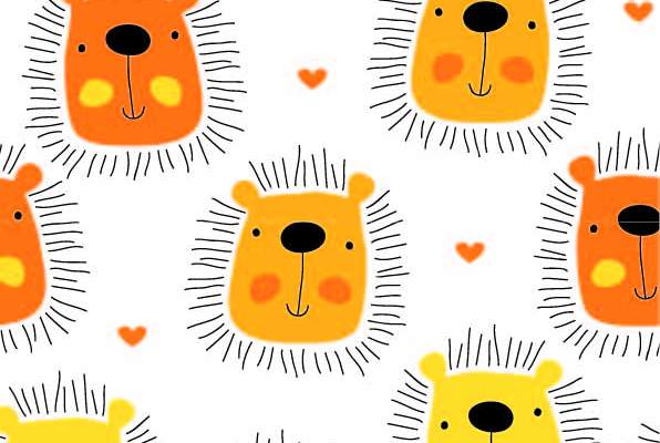 卡通动物狮子印花矢量图服装纺织数码印花花型素材