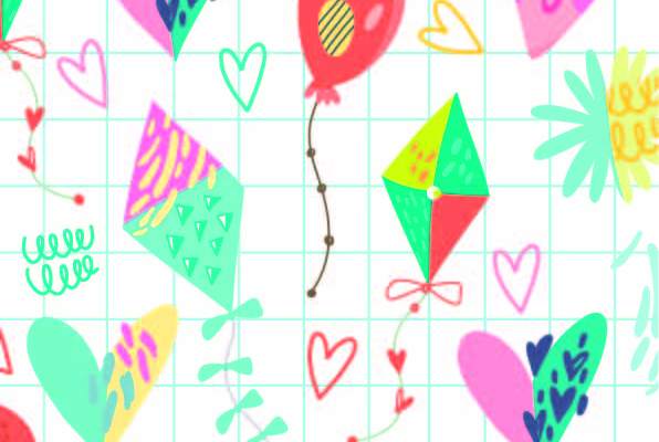 卡通字母爱心印花图案矢量图服装纺织数码印花花型素材