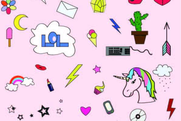 卡通图案独角兽火箭印花矢量图服装纺织数码印花花型素材