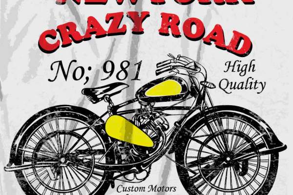 几何花纹字母摩托车印花矢量图服装裁片T恤烫图印花花型素材