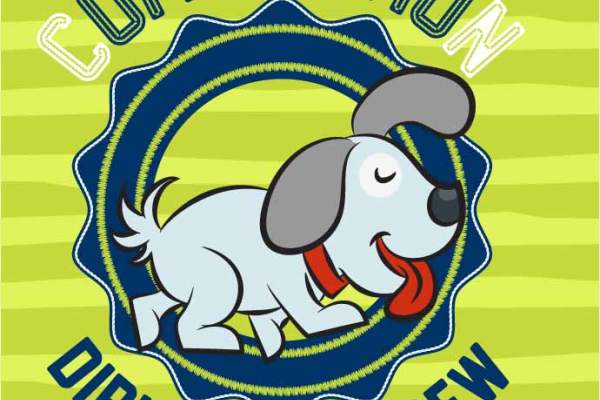 卡通动物小狗字母印花矢量图服装裁片T恤烫图印花花型素材