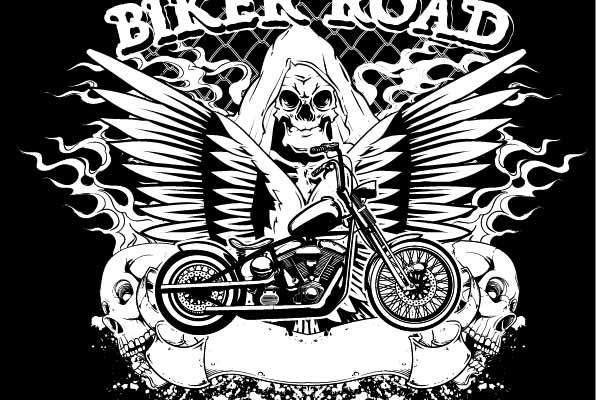 几何花纹字母摩托车骷髅头印花矢量图服装裁片T恤烫图印花花型素材