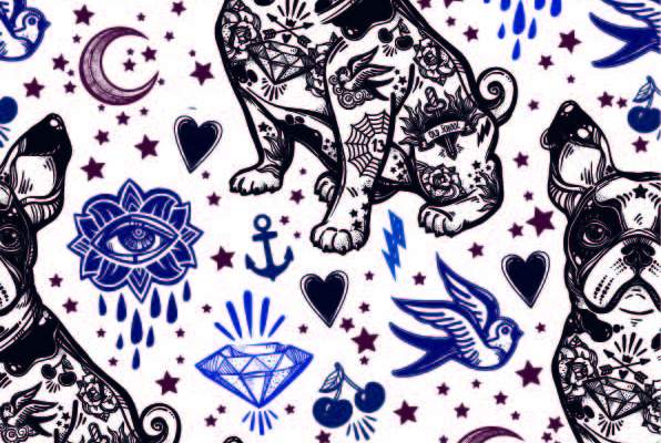 几何花纹动物小狗印花矢量图服装纺织数码印花花型素材