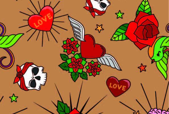 植物花朵字母骷髅头印花矢量图服装纺织数码印花花型素材