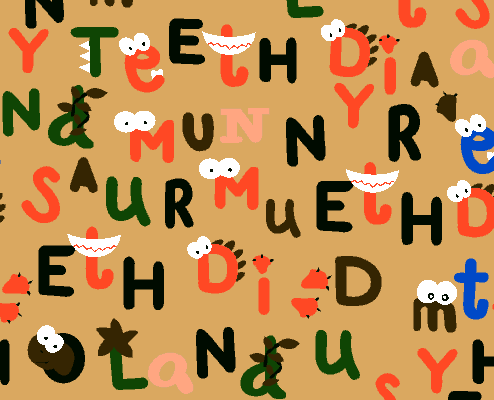 卡通字母图案印花矢量图服装纺织水印数码印花金昌花型素材