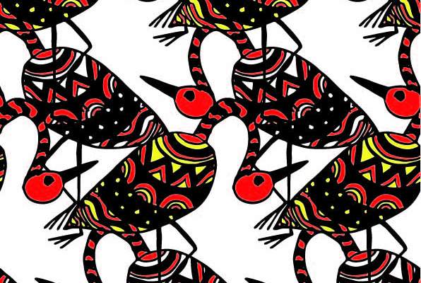 几何民族风花纹飞鸟印花矢量图服装纺织数码印花花型素材