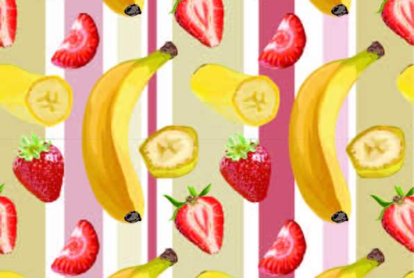 水果香蕉草莓条子印花矢量图服装纺织数码印花花型素材