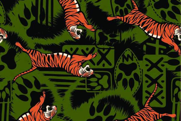 几何花纹动物老虎印花矢量图服装纺织数码印花花型素材