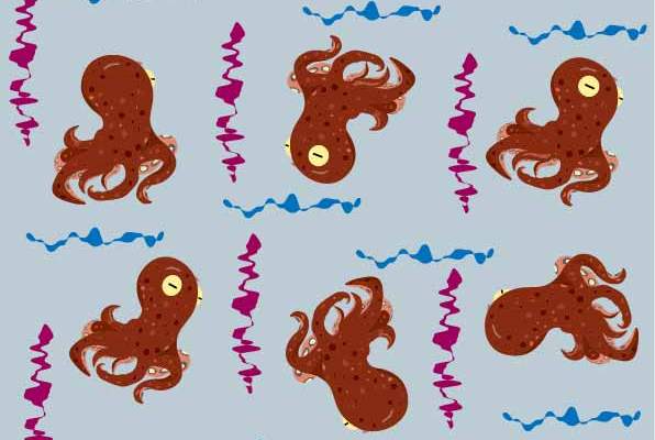 卡通动物章鱼印花矢量图服装纺织数码印花花型素材