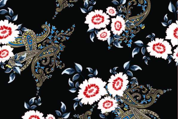 几何植物花纹腰果印花矢量图服装纺织数码印花花型素材