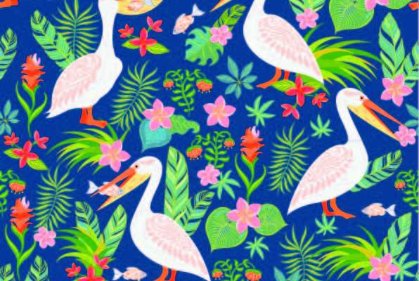 几何植物花纹动物鹈鹕印花矢量图服装纺织数码印花花型素材