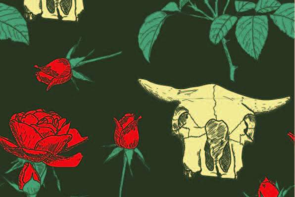 植物玫瑰花牛骨印花矢量图服装纺织数码印花花型素材