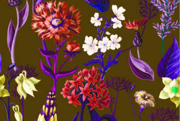 植物花纹拼接印花矢量图服装纺织数码印花花型素材