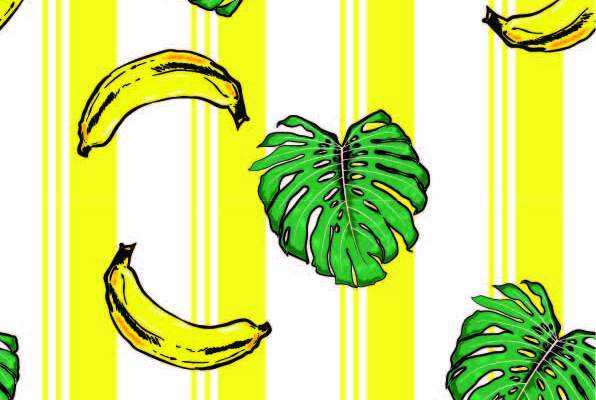 几何条子植物叶子果实香蕉印花矢量图服装纺织数码印花花型素材