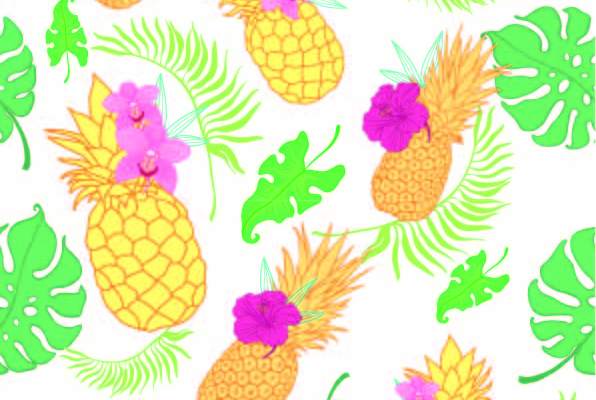 植物叶子花纹菠萝印花矢量图服装纺织数码印花花型素材