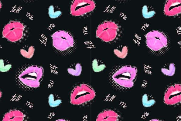 嘴唇爱心字母印花矢量图服装纺织数码印花花型素材