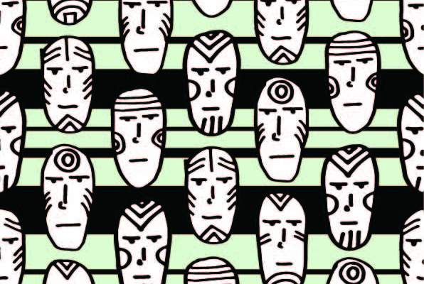 几何卡通人物头像印花矢量图服装纺织数码印花花型素材