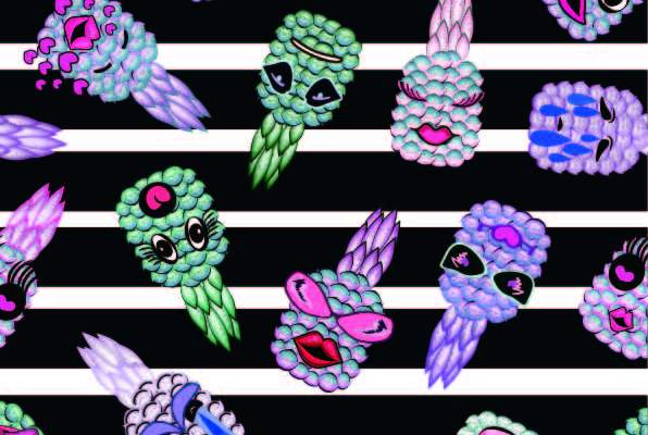 黑白条子几何图案印花矢量图服装纺织数码印花花型素材