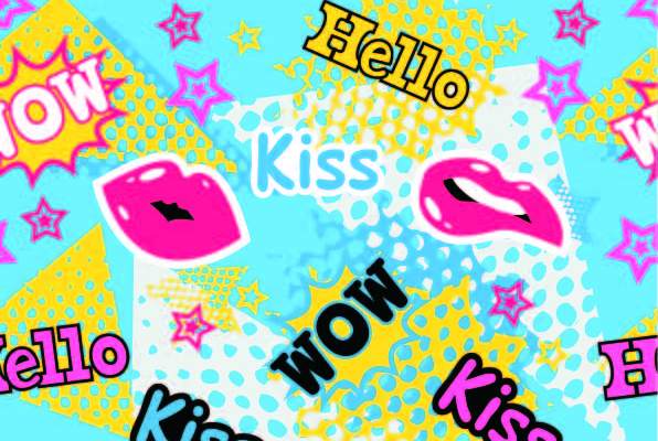 卡通图案字母嘴唇印花矢量图服装纺织数码印花花型素材