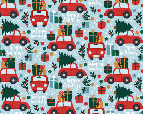 圣诞风字母雪花汽车印花矢量图服装纺织数码印花花型素材