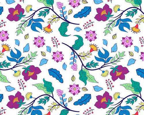 植物花纹拼接印花矢量图服装纺织数码印花花型素材