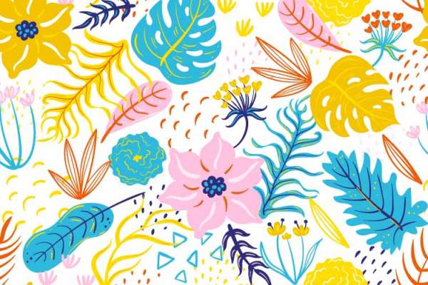 植物花纹拼接印花矢量图服装纺织数码印花花型素材