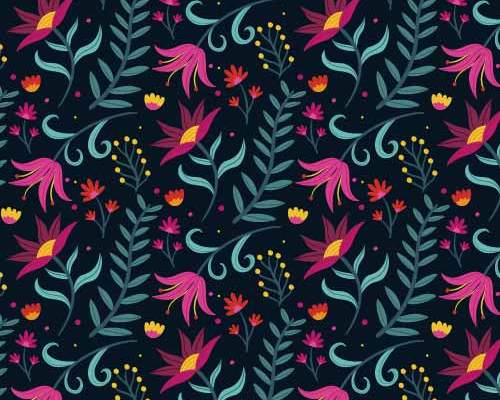 植物花纹拼接印花矢量图服装纺织数码印花花型素材