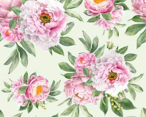 植物花纹牡丹花拼接印花矢量图服装纺织数码印花花型素材