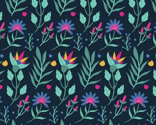 植物花纹拼接印花矢量图服装纺织数码印花花型素材