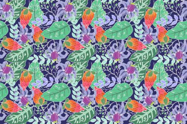 植物花纹拼接印花矢量图服装纺织数码印花花型素材