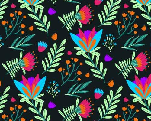 植物花纹拼接印花矢量图服装纺织数码印花花型素材