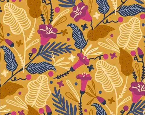 植物花纹拼接印花矢量图服装纺织数码印花花型素材