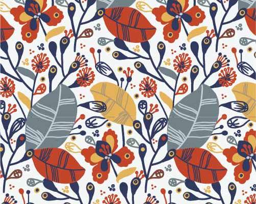 植物花纹拼接印花矢量图服装纺织数码印花花型素材
