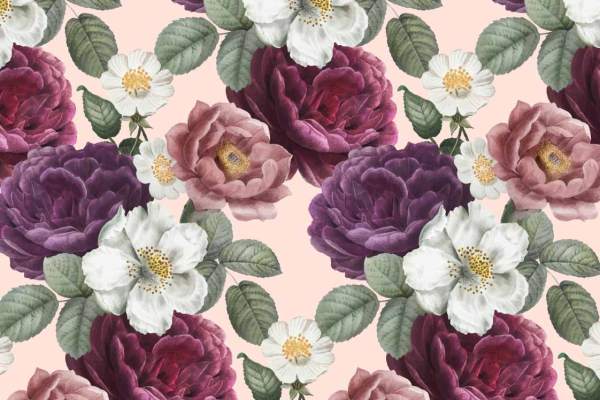 植物花纹牡丹花拼接印花矢量图服装纺织数码印花花型素材