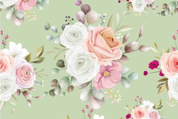 植物花纹玫瑰花拼接印花矢量图服装纺织数码印花花型素材