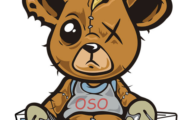 潮牌卡通熊字母印花矢量图服装裁片T恤烫图印花花型素材