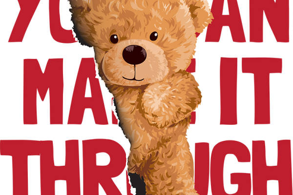 潮牌卡通熊字母印花矢量图服装裁片T恤烫图印花花型素材