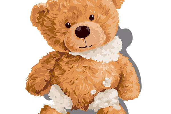 潮牌卡通熊字母smile印花矢量图服装裁片T恤烫图印花花型素材