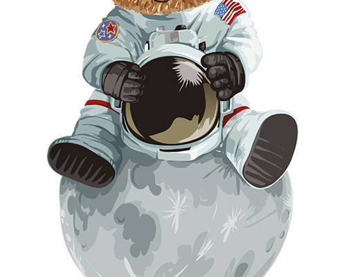 潮牌卡通熊太空人印花矢量图服装裁片T恤烫图印花花型素材