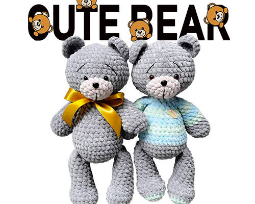 潮牌卡通熊字母印花矢量图服装裁片T恤烫图印花花型素材