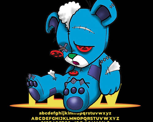 潮牌卡通熊字母印花矢量图服装裁片T恤烫图印花花型素材
