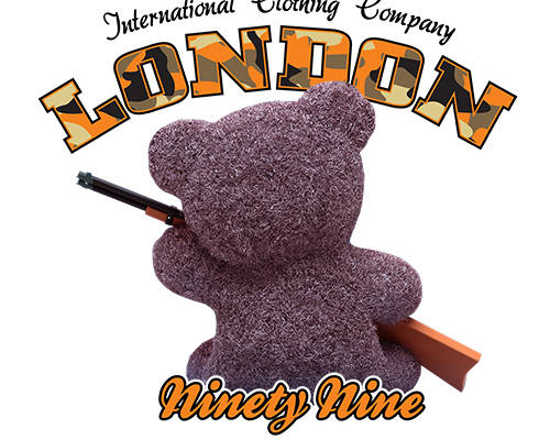 潮牌卡通熊98K字母印花矢量图服装裁片T恤烫图印花花型素材