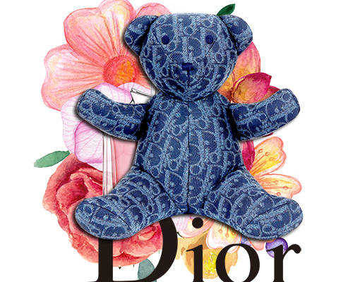 潮牌卡通熊字母Dior印花矢量图服装裁片T恤烫图印花花型素材