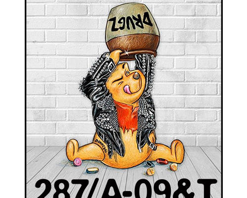 卡通维尼熊字母潮牌印花矢量图服装裁片T恤烫图印花花型素材